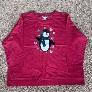 Christopher & Banks Red Snowflake Graphic Top